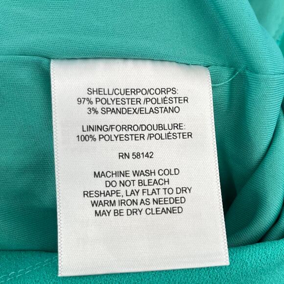 Donna Morgan Teal Green Crepe Strappy Sleeveless Cut Out Sheath Midi Dress 8 NWT - Picture 10 of 13